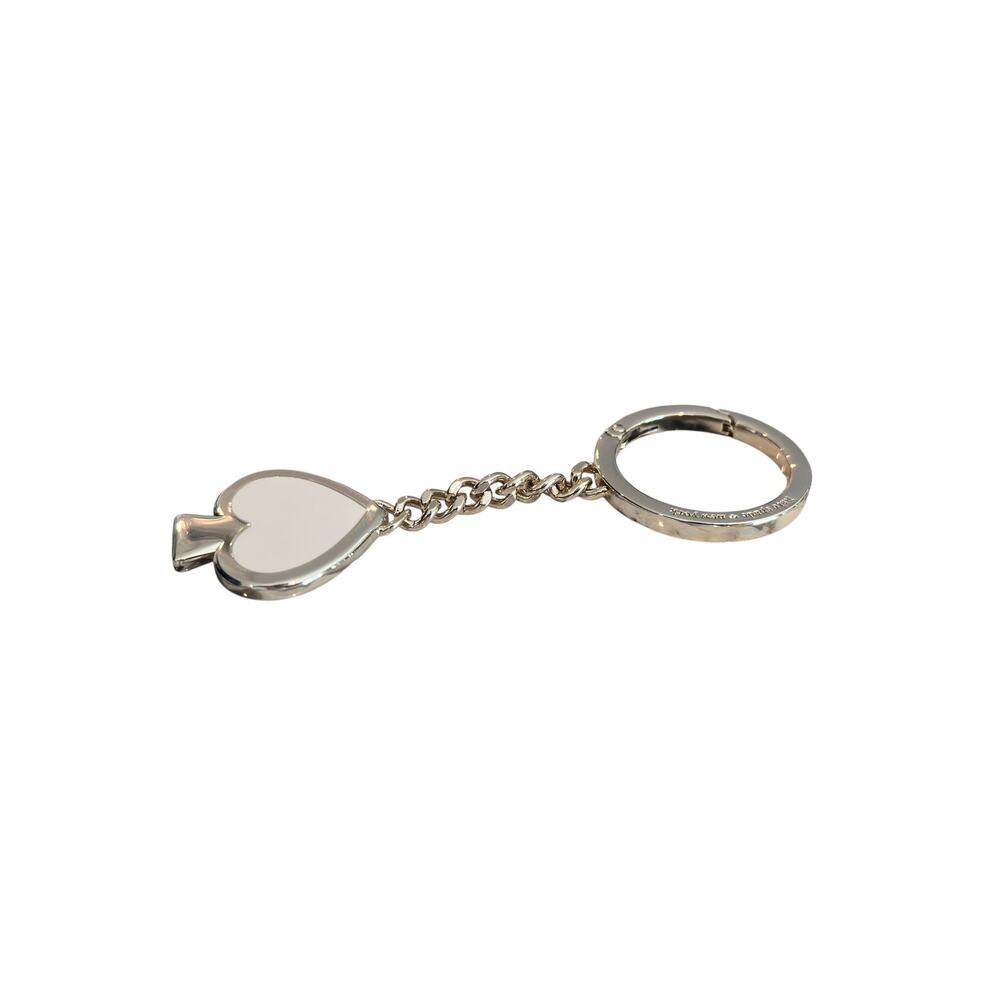 Kate Spade Spade shape Keyfob bag charm white/ black Gold tone - Picture 7 of 9